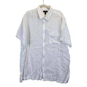 Club Room Luxury White Linen Short Sleeve Button Up Mens Shirt XXL Resortwear